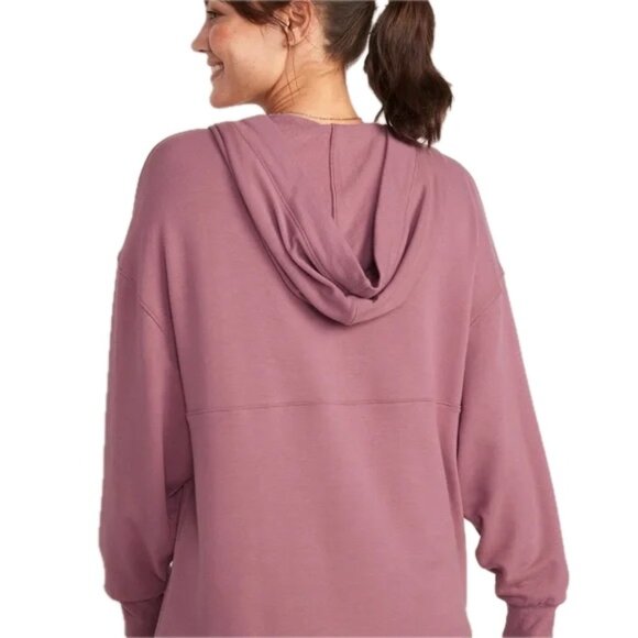 Old Navy ROSEBLOOM Pink Mauve 2X Oversized Live-In French-Terry Tunic Hoodie - Picture 2 of 11